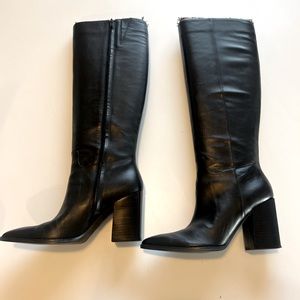 Nine West Tall Brixe Heeled Black Leather Boots